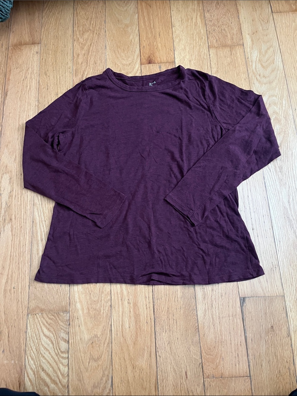 a.n.a Women's Long-Sleeve Crewneck Top - Deep Plum